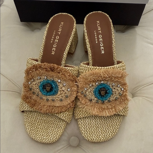 Kurt Geiger NWT Olive & Beige Block Heel Women’s Occasion Shoes Size 8 - Picture 8 of 14